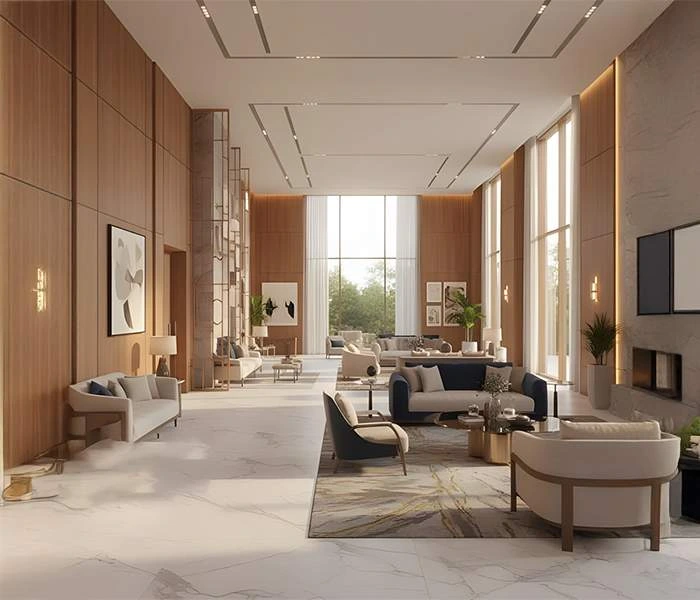Double-height lobby lounge at Smartworld GIC Lofts